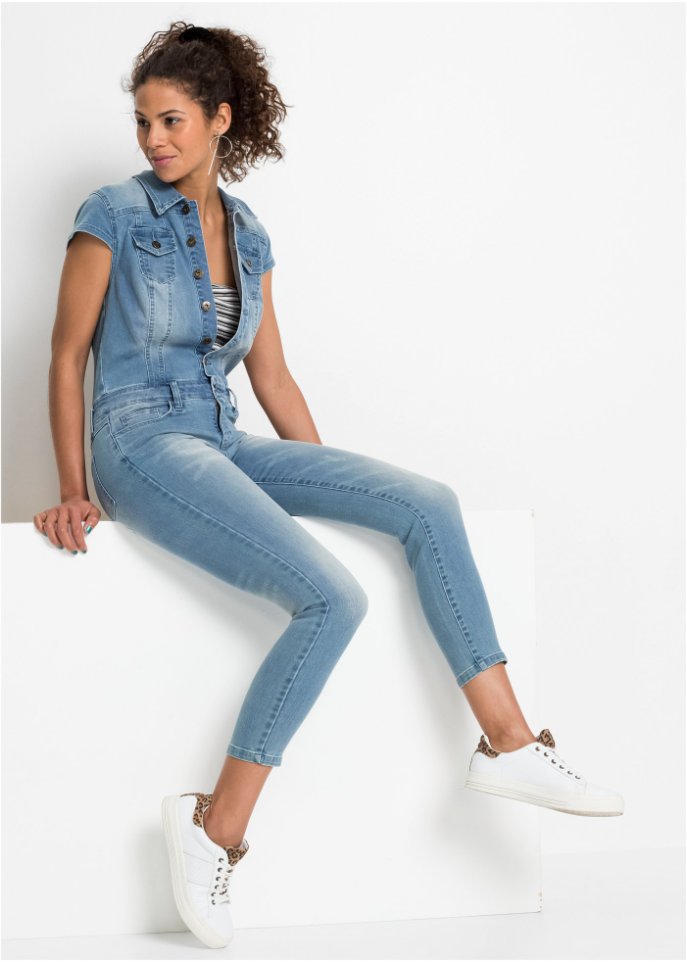 Jeans-Jumpsuit mit Knöpfen