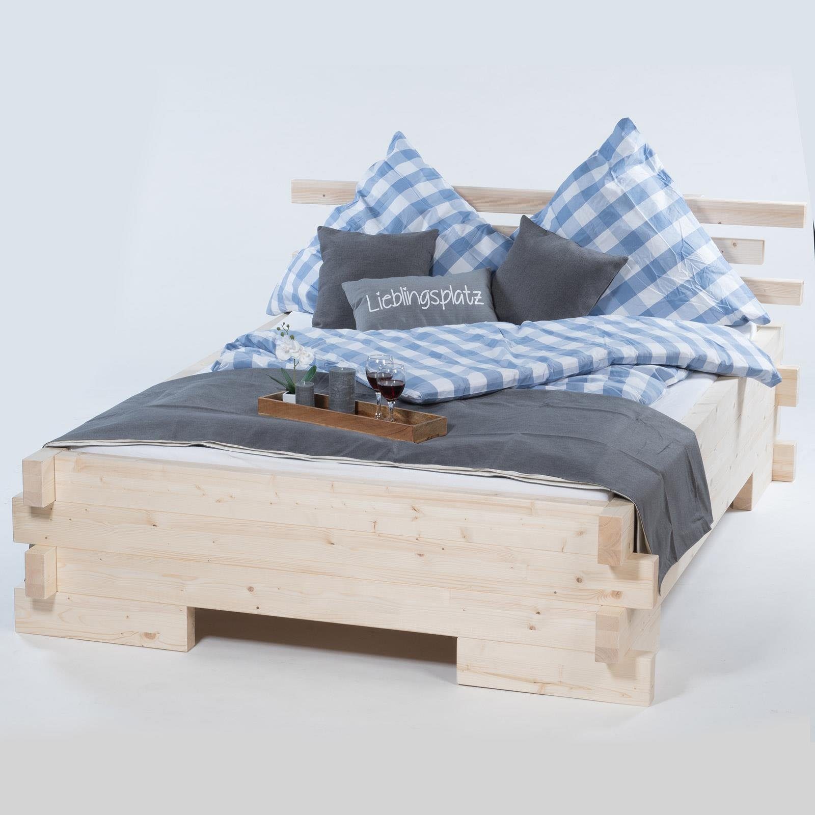 TUGA-Holztech Massivholzbett Balkenbett (Fichte) 