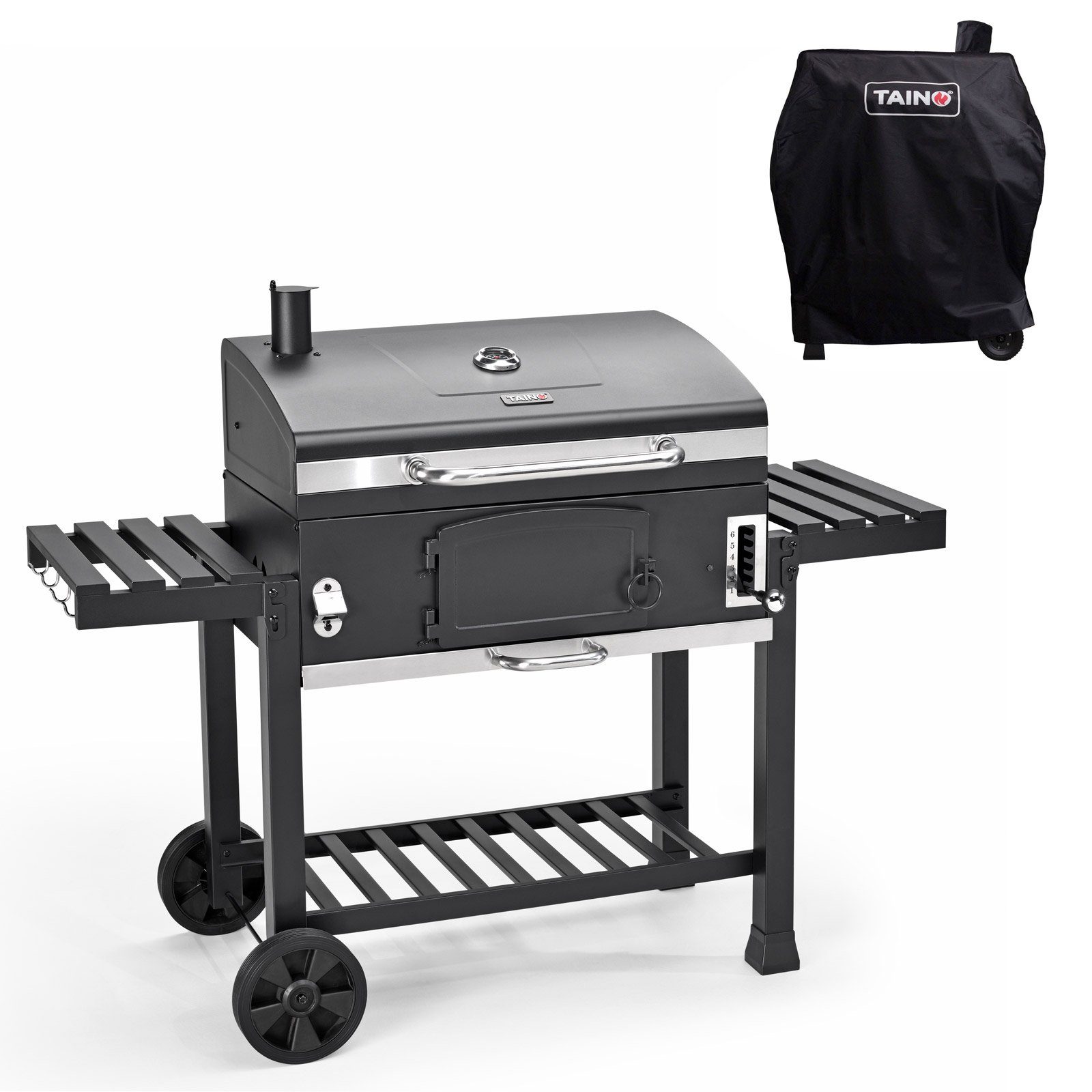 TAINO Holzkohlegrill HERO XXL, mit Abdeckhaube, höhenverstellbare Kohlewanne, Grillfläche: ca. 42 x 72 cm