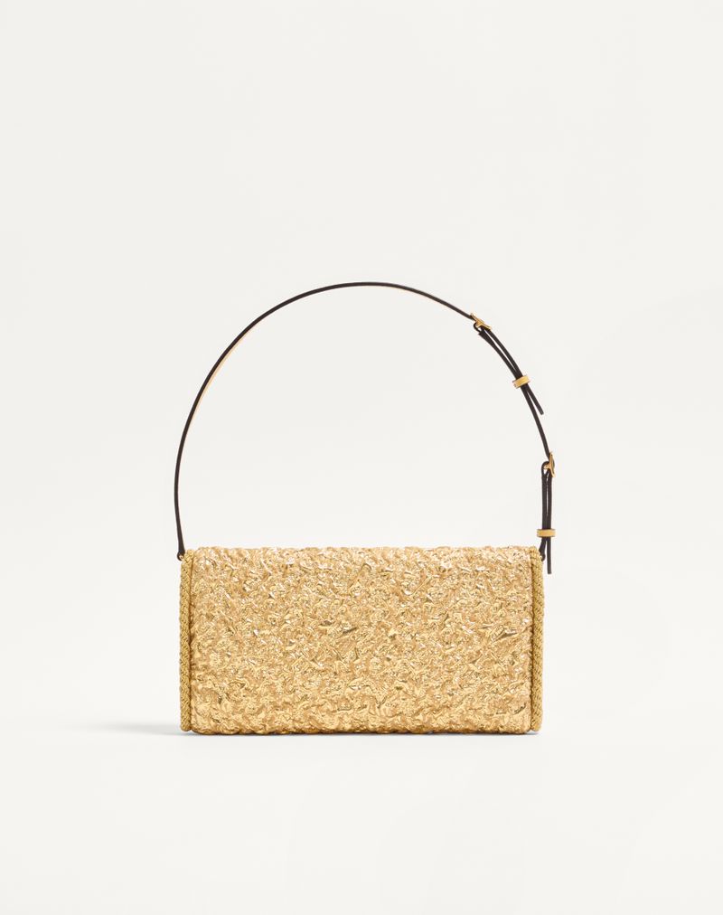Bolsa de ombro pequena Valentino Garavani Devain em tecido jacquard Cloqué