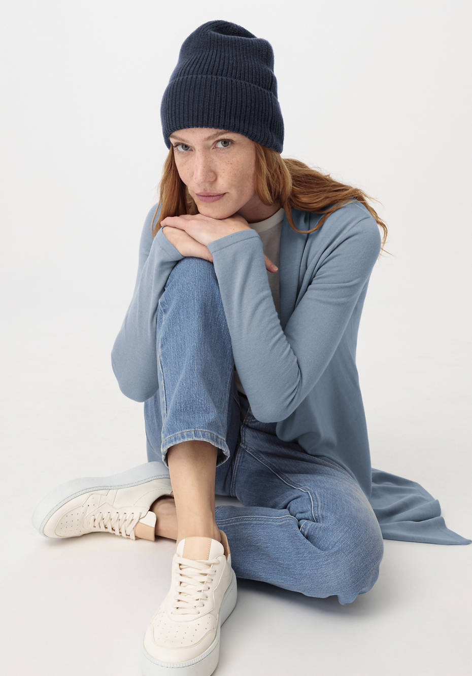 Long Strickjacke aus reiner Bio-Merinowolle