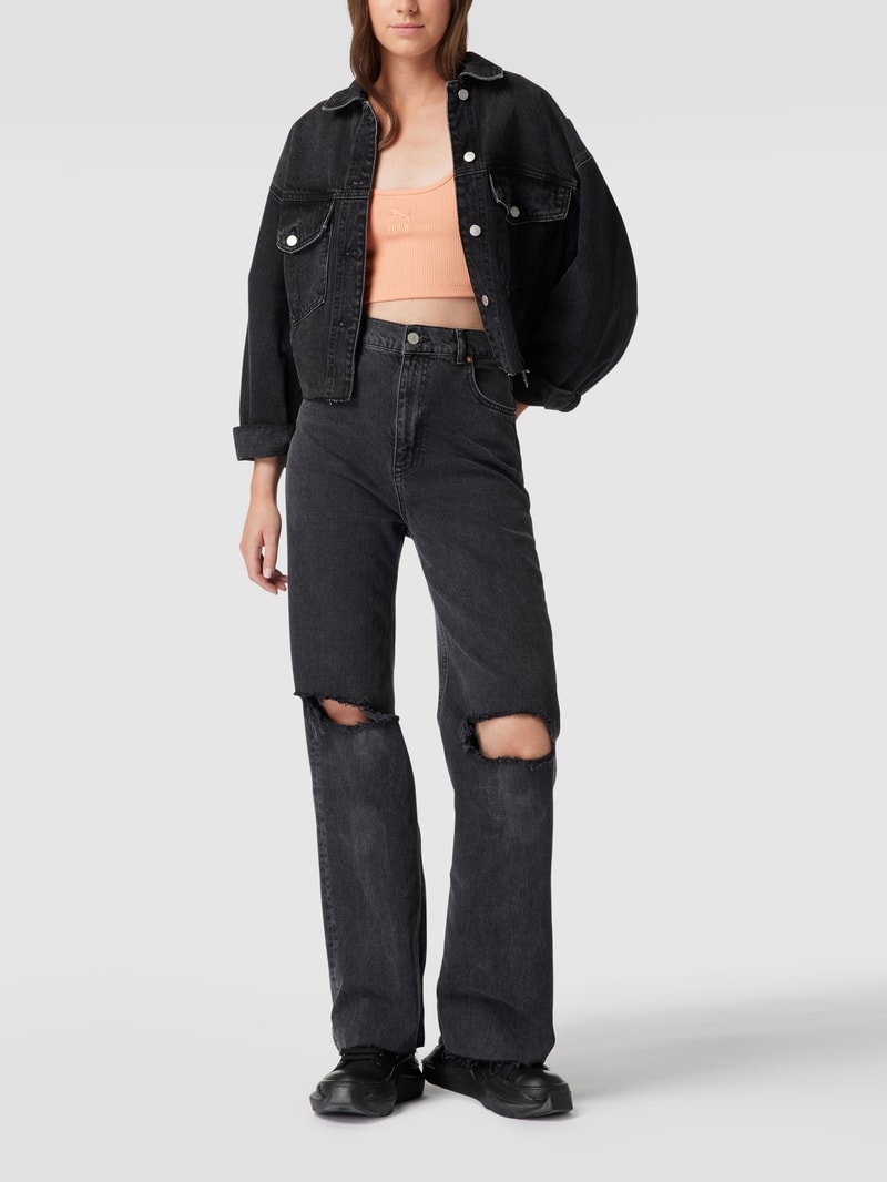 Crop Top mit Label-Stitching in apricot