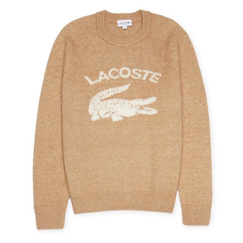 Lacoste Front Print Mohair Sweater beige