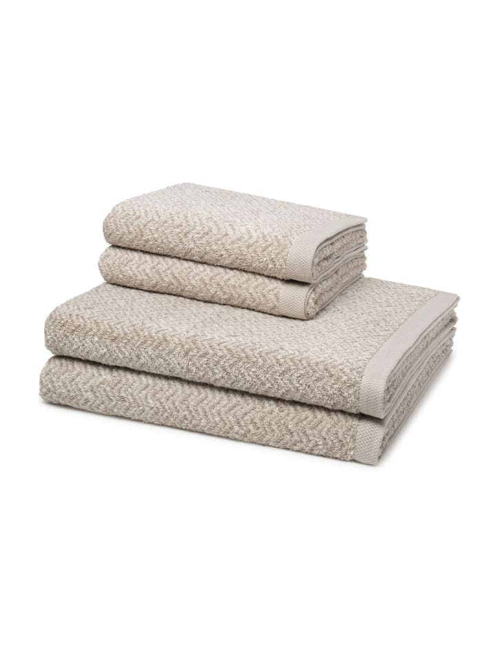 Möve 2 X Handtuch 2 X Duschtuch - im Set Brooklyn Fischgrat in Nature/Cashmere günstig kaufen 4