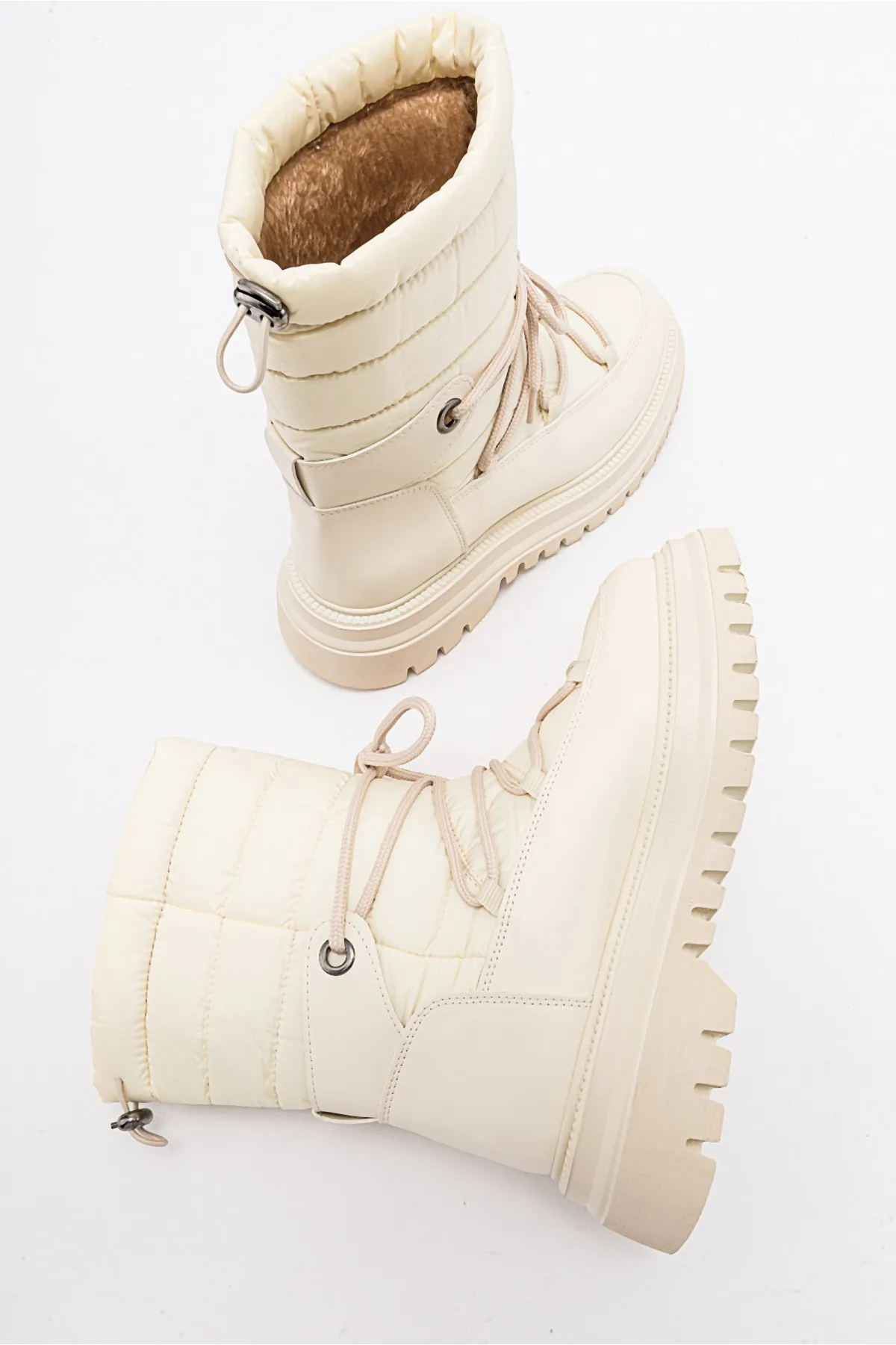 LuviShoes  Weld Beige Skin Damen-Schneestiefel