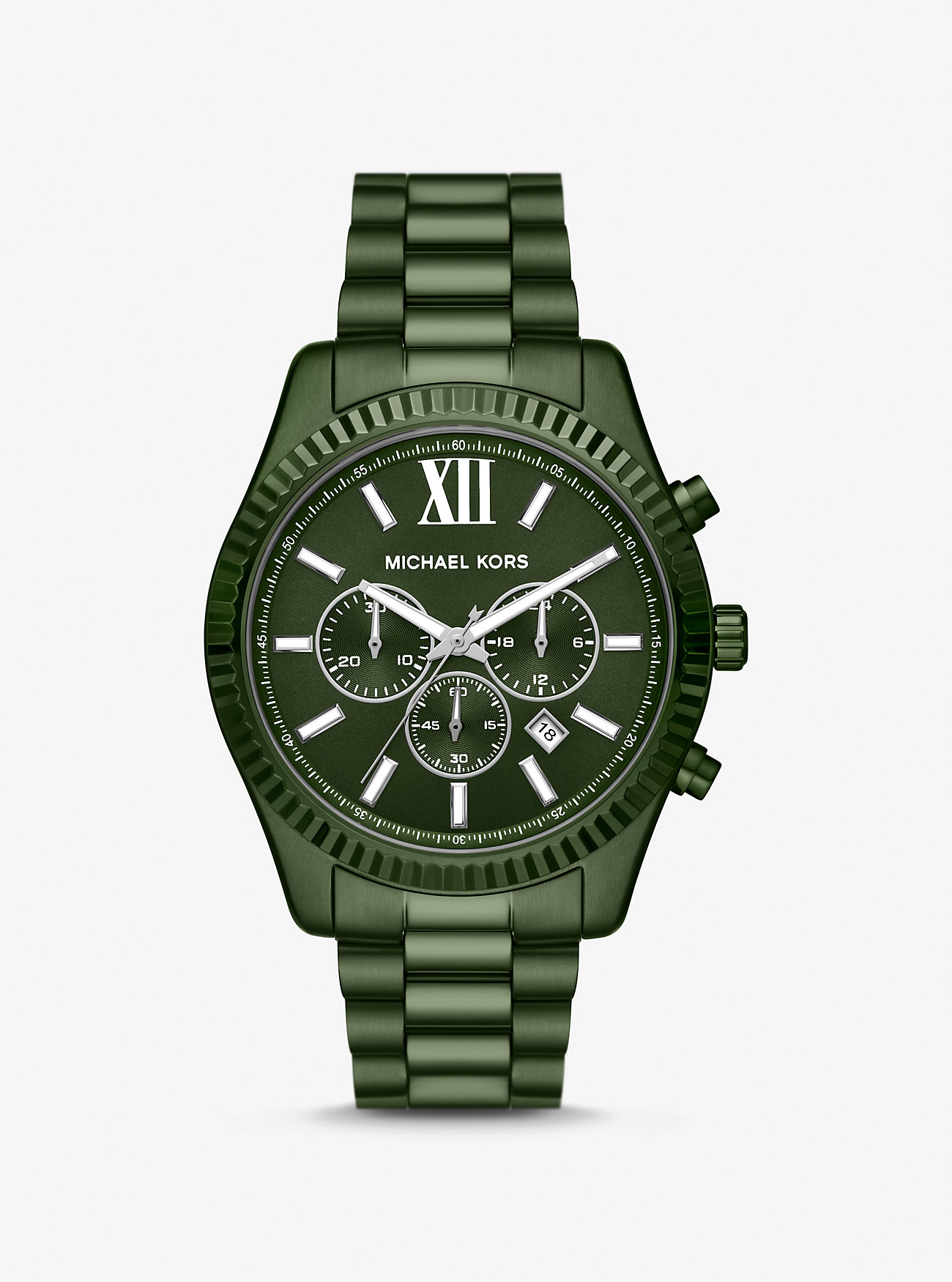 Oversized Lexington Green-Tone Watch - OLIVE