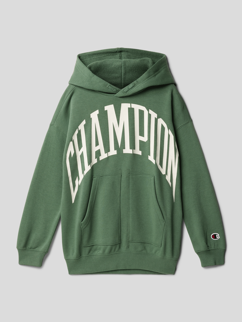 Hoodie mit Label-Print Modell 'Rochester' in schilf
