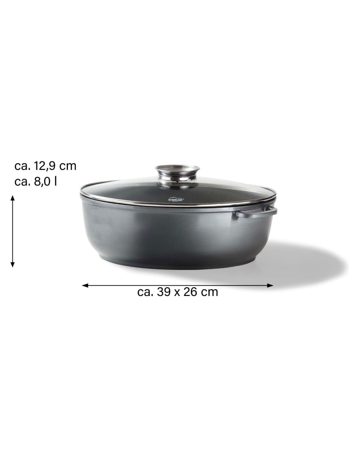 Stoneline Bräter Schmortopf Oval 39x26 cm | mit Deckel in Grau günstig kaufen onesize