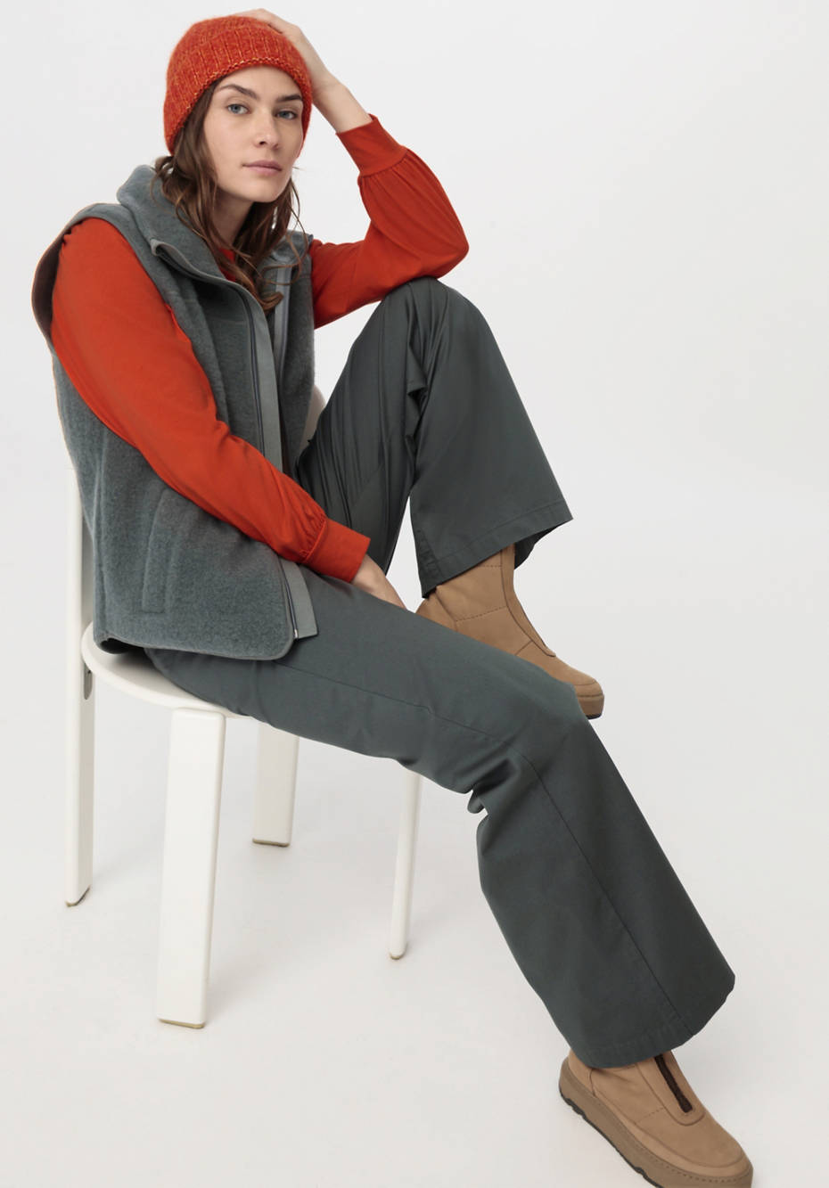 Jersey-Bluse aus Bio-Baumwolle mit Bio-Merinowolle
