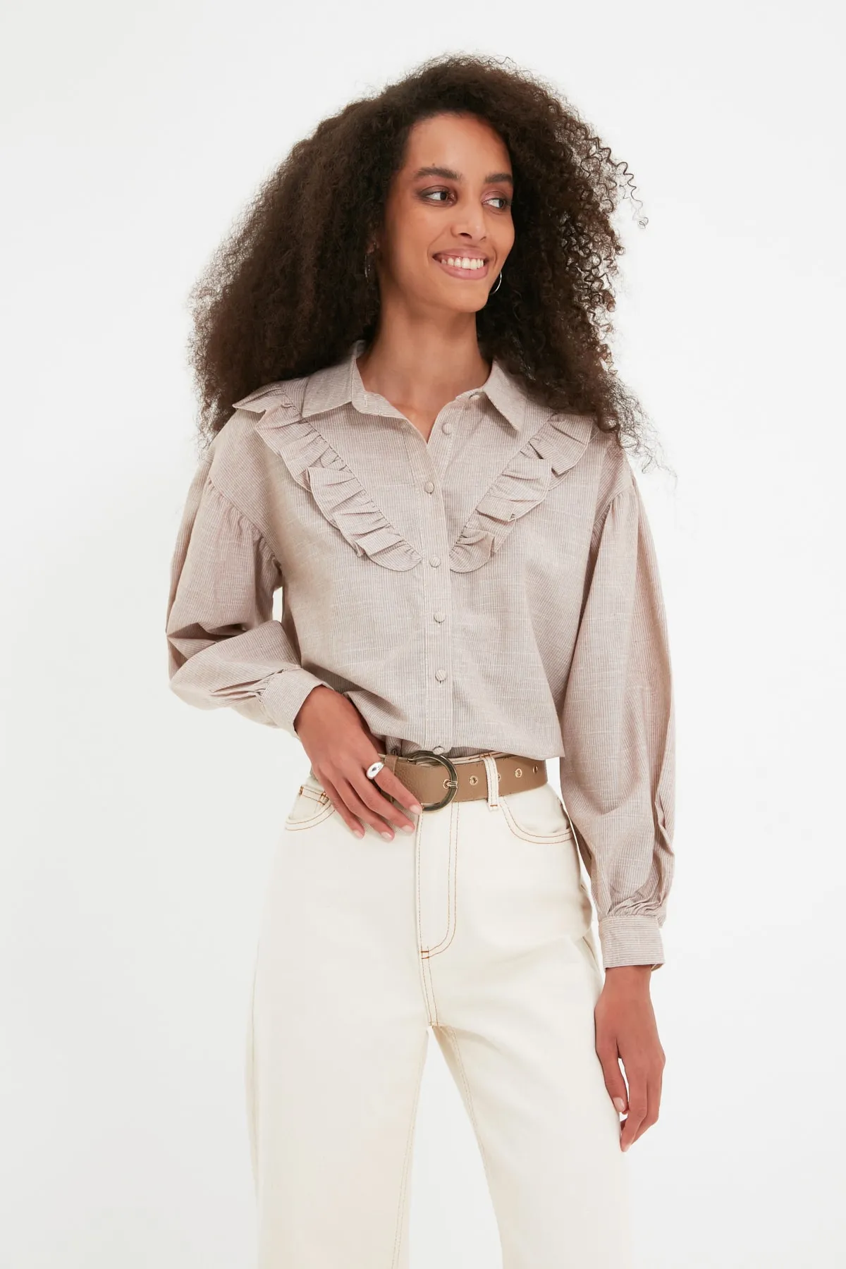 Trendyol Collection  Hemd - Beige - Regular Fit