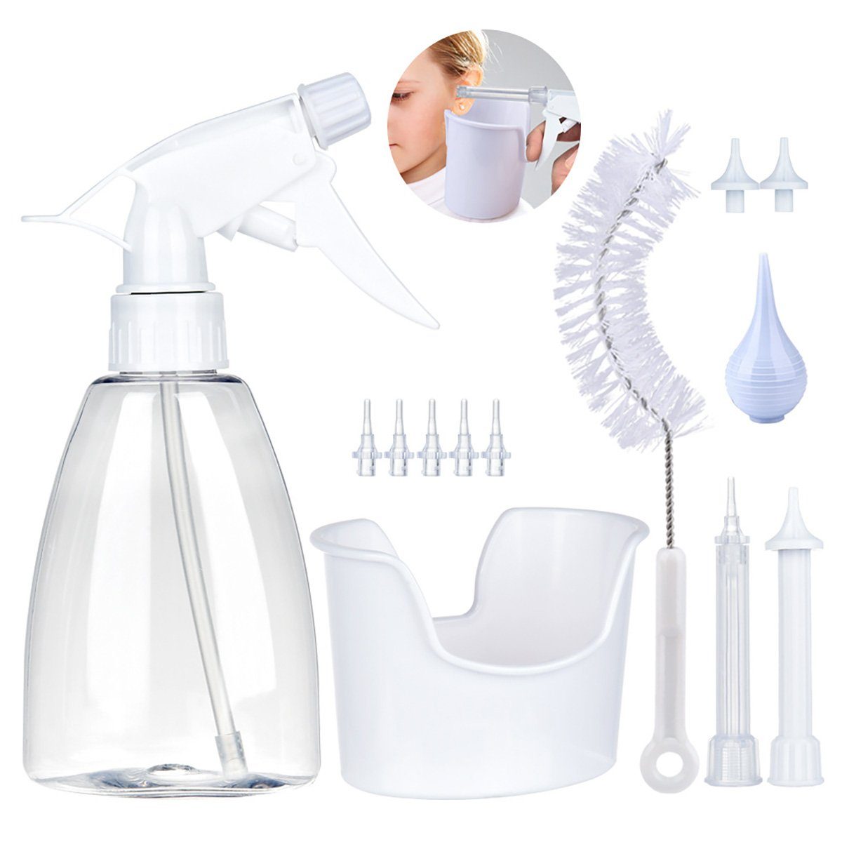 götäzer Ohrenreiniger Ohrenreinigungsset, Ohrenschmalz-Reinigungswerkzeug (300 ml), 1-tlg., Sanft und sicher, austauschbare Hygiene-Tipps: sauber und hygienisch