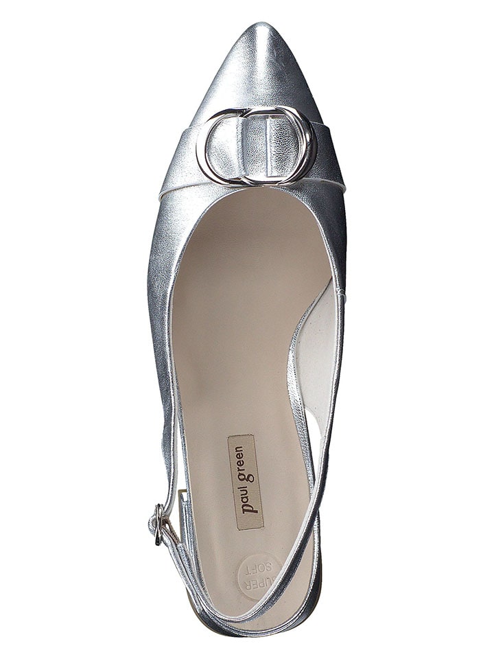 Paul Green Leder-Slingballerinas in Silber günstig kaufen