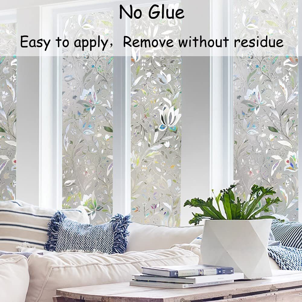 Fensterfolie 3D Fensterfolie Sichtschutz Folie Fenster Selbstklebend, Haiaveng, Texturiert, für Badezimmer Schlafzimmer Küche (Tulip)