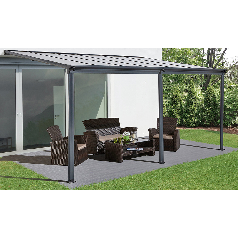 HC Garten & Freizeit Terrassenüberdachung-/Terrassendach Veranda, 373 x 303 x 258 cm - Anthrazit
