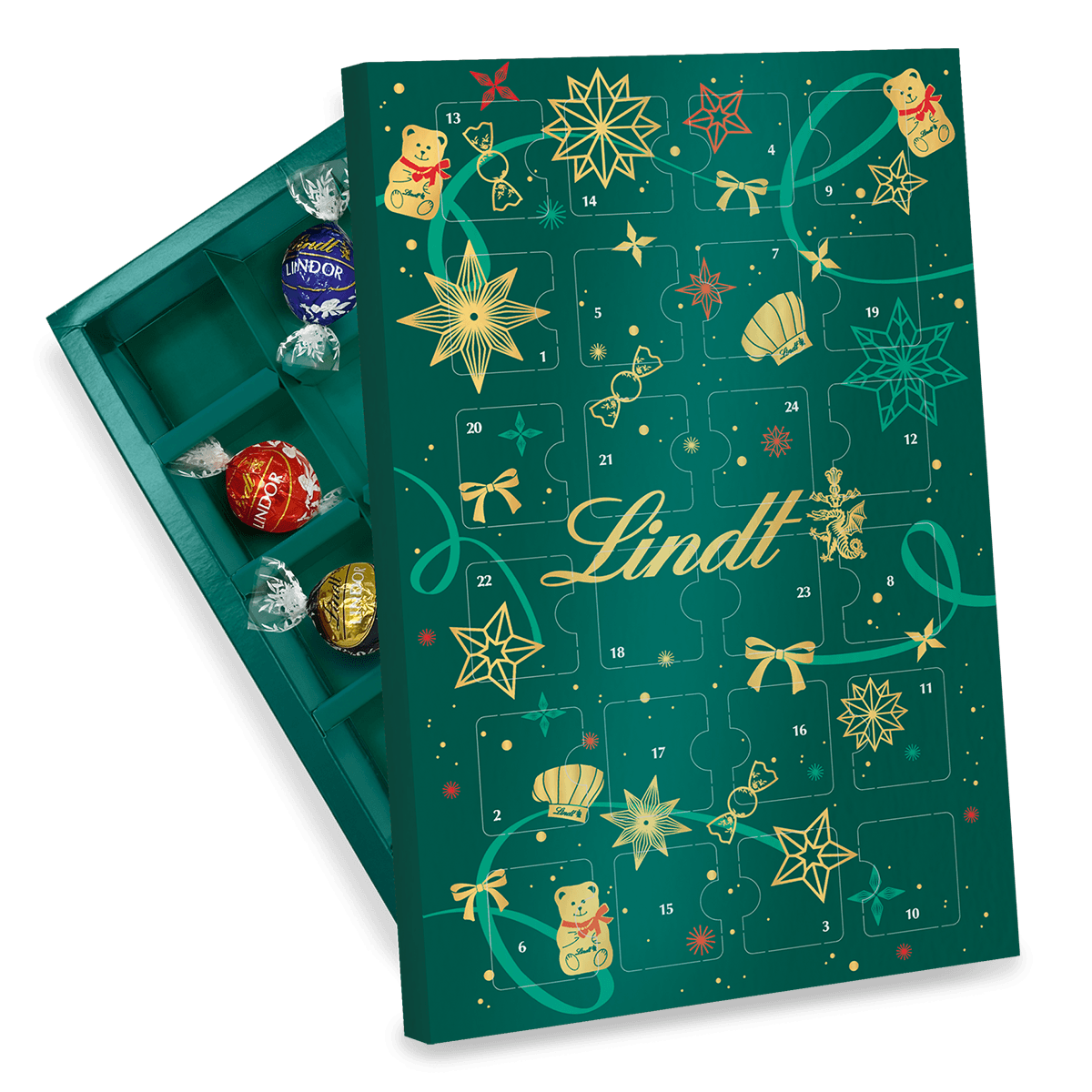 LINDOR Pick & Mix Adventskalender grün, 300g