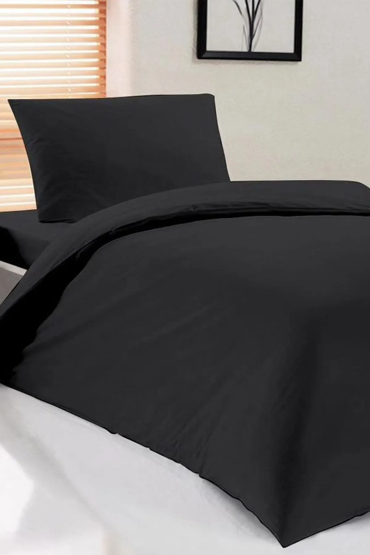 Çeyiz Diyarı  Schwarzes Pure-Einzelbettbezug-Set