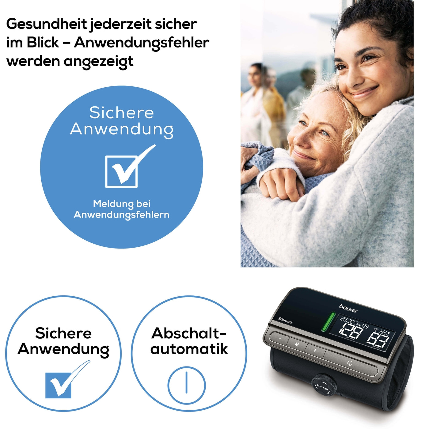 Beurer Blutdruckmessgerät BM 81 easyLock-Bluetooth® Oberarm-Blutdruckmessgerät mit Inflation-Technology & easyLock-Manschette
