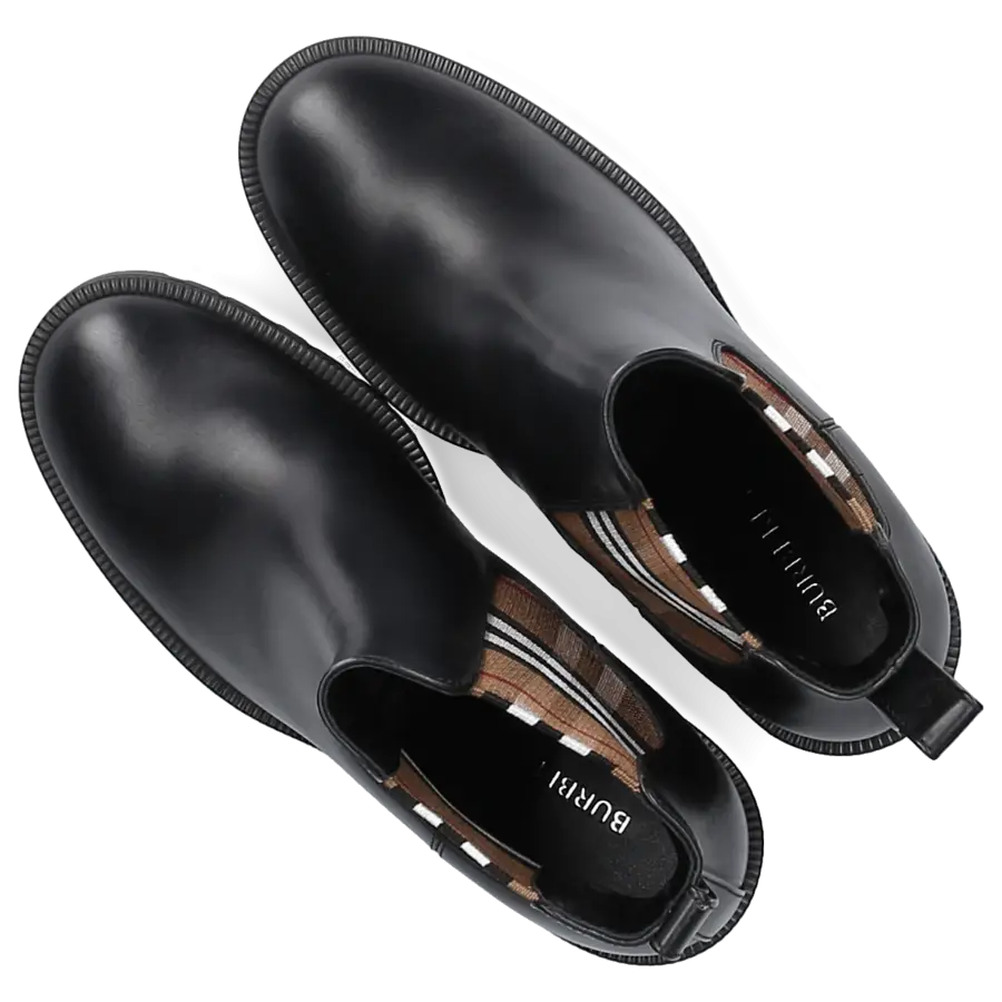 Burberry - Stiefeletten CHECK PANEL Kalbsleder - schwarz