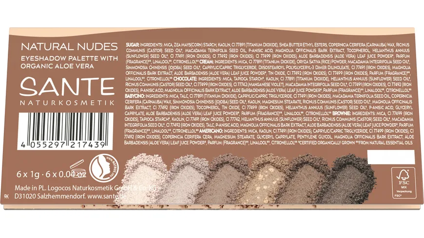 SANTE Eyeshadow Palette 6 g Natural Nudes