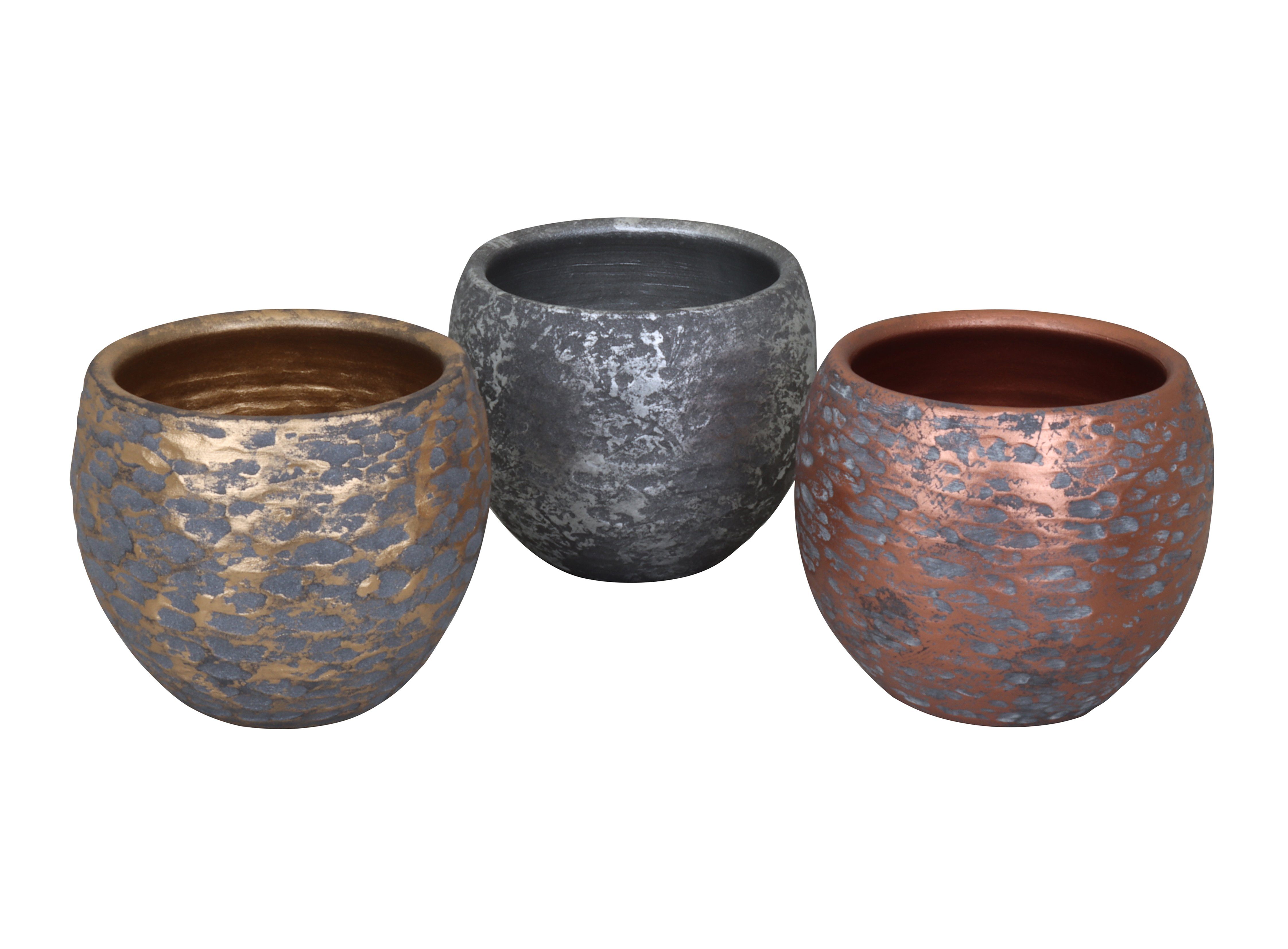 tegawo Übertopf Lava Metalloptik, Kupfer, Silber, Gold, handgefertigt