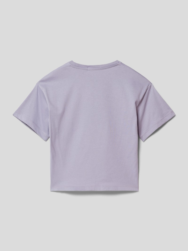 T-Shirt mit Label-Print in flieder