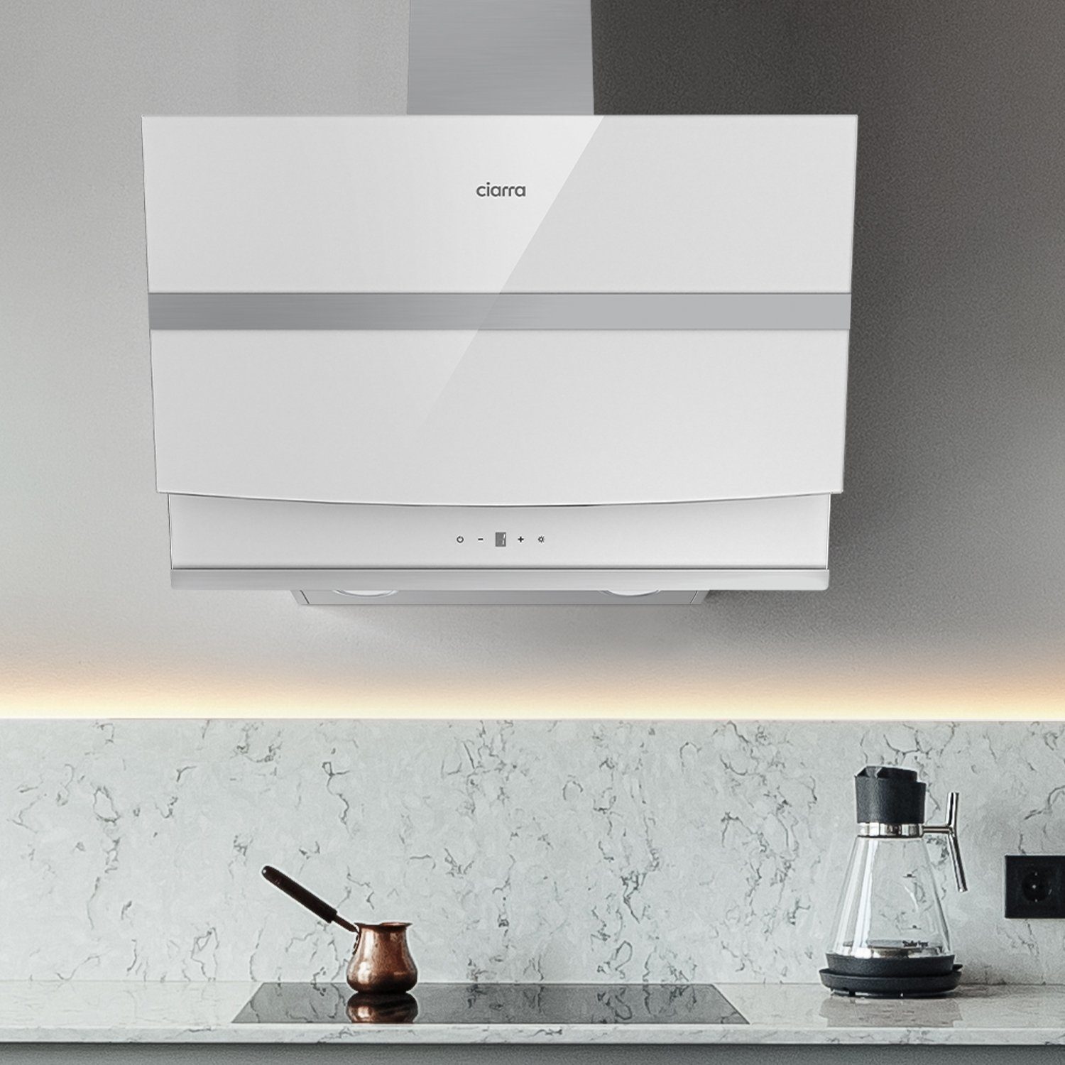 CIARRA Kopffreihaube VM6736NW, A+++ 650m³/h Dunstabzugshaube 60cm WIFI + APP & Touch Control Booster