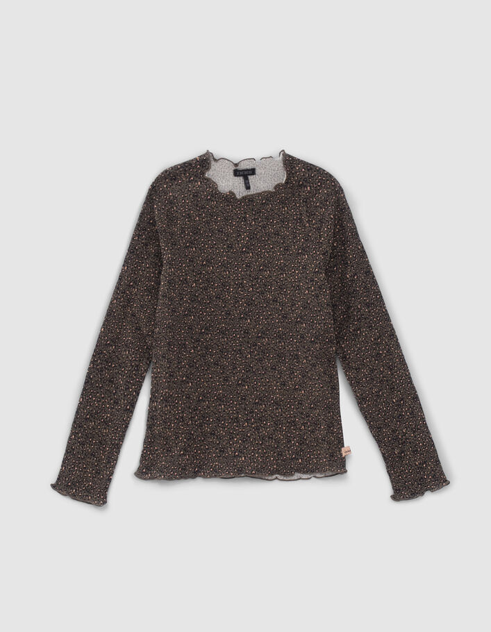 T-shirt kaki imprimé léopard fille