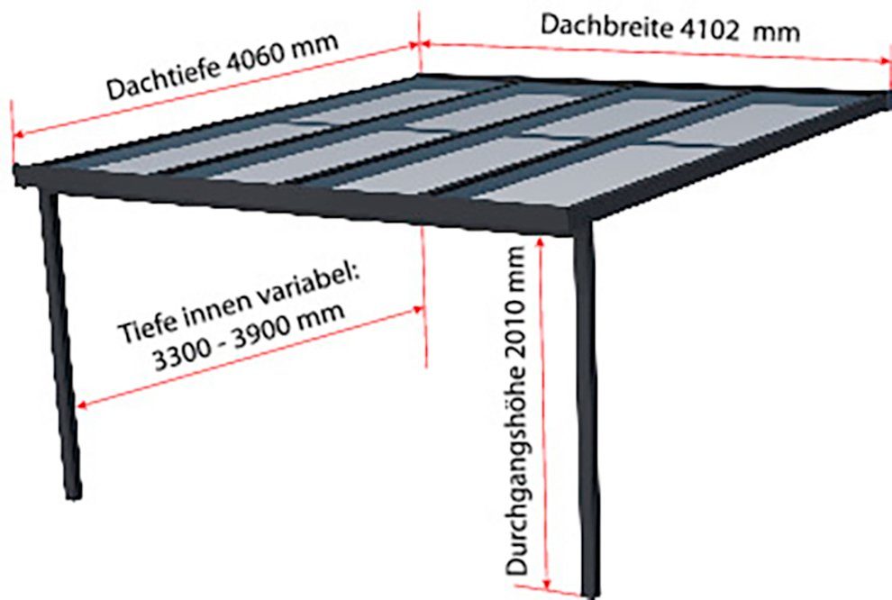 GUTTA Terrassendach Premium, BxT: 410,2x406 cm, Bedachung Dachplatten, BxT: 410x406 cm, Dach Acryl bronce