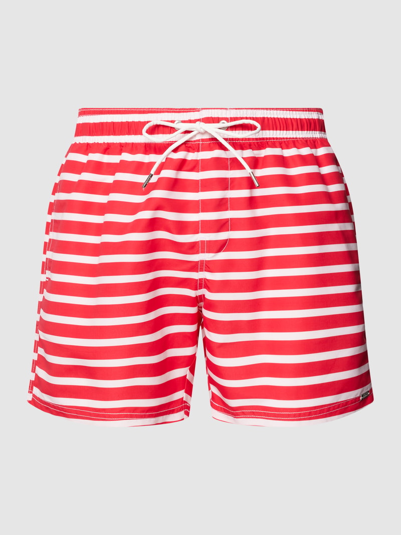 Badehose mit Label-Applikation Modell 'SUBMERGED' in rot