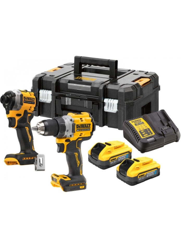 DeWalt DCK2051H2T-QW Kombinovaná sada 18V 5,0Ah PowerStack akumulátorová vŕtačka DCD800 + rázový uťahovák DCF850