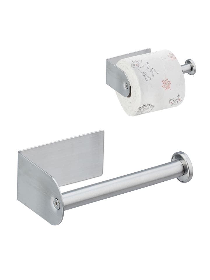 relaxdays Toilettenpapierhalter in Silber - (B)13,5 x (H)4,5 x (T)7 cm günstig kaufen onesize