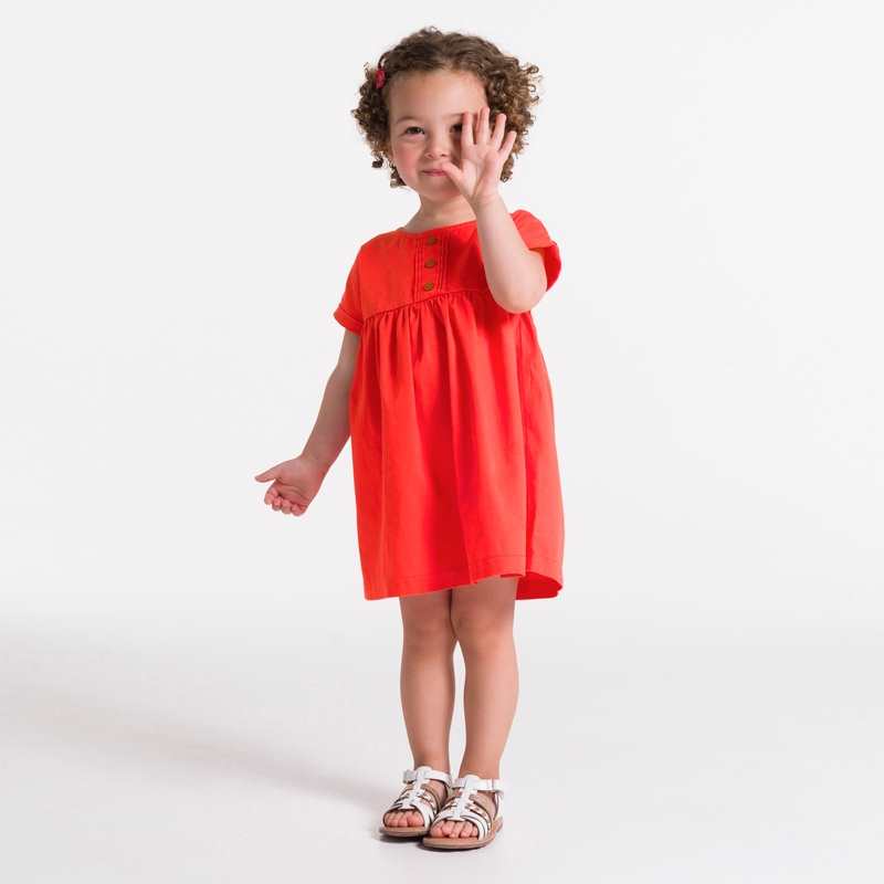 Robe coton fantaisie rouge bébé fille