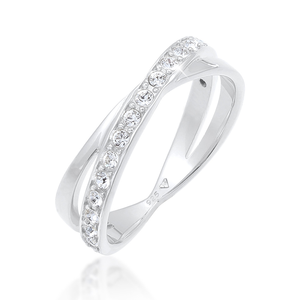 Elli Elli Bague Femmes Enroulement Élégant avec Cristaux en Argent Sterling 925 Bague