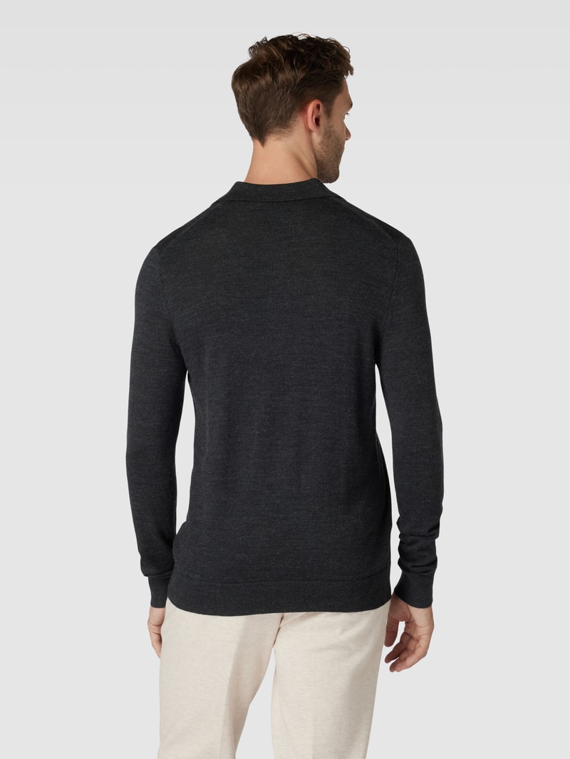 Strickpullover mit Polokragen in anthrazit meliert