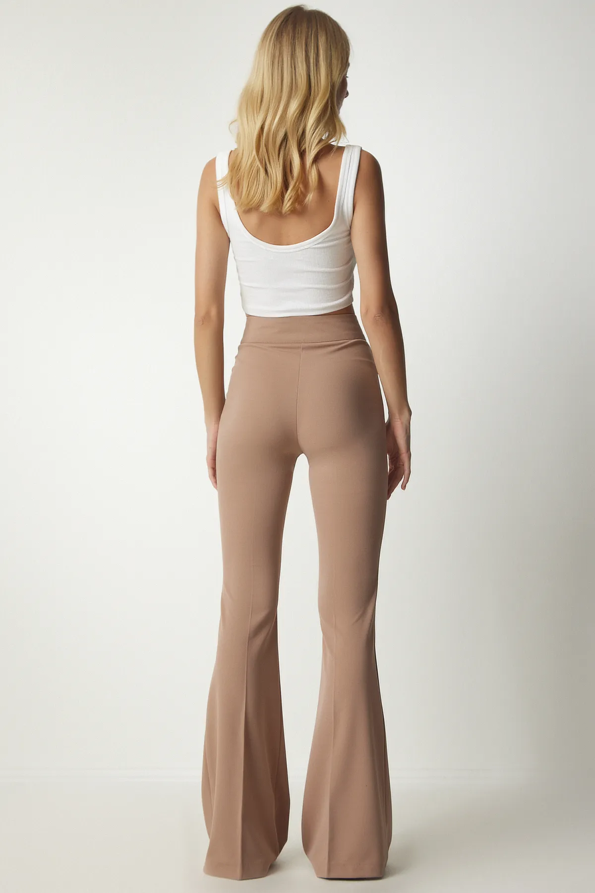 Happiness İstanbul  Beige Schlaghose für Damen MS00012