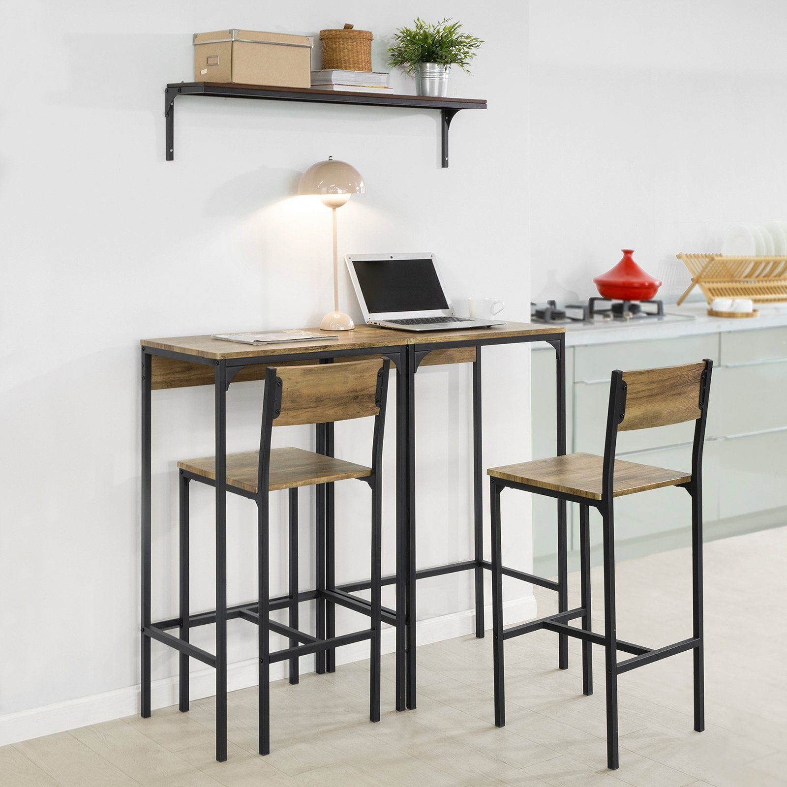 SoBuy Bartisch OGT42, 4-teilig Bartisch mit Stühlen Esstisch Bistrotisch Küchentisch