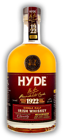 Hyde No.4 Irish Single Malt Whiskey Rum Finish Hyde No.4 Irish Single Malt Whiskey Rum Finish Limited Edition. Alter 6 J. - 0,7	 Liter - Vol 46%