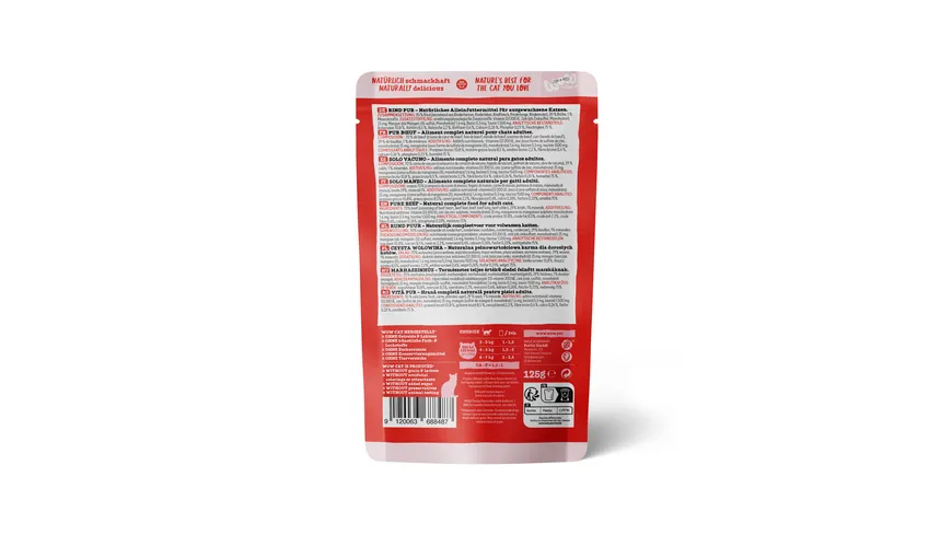 WOW Katzennassfutter Adult Rind Pur 125 g