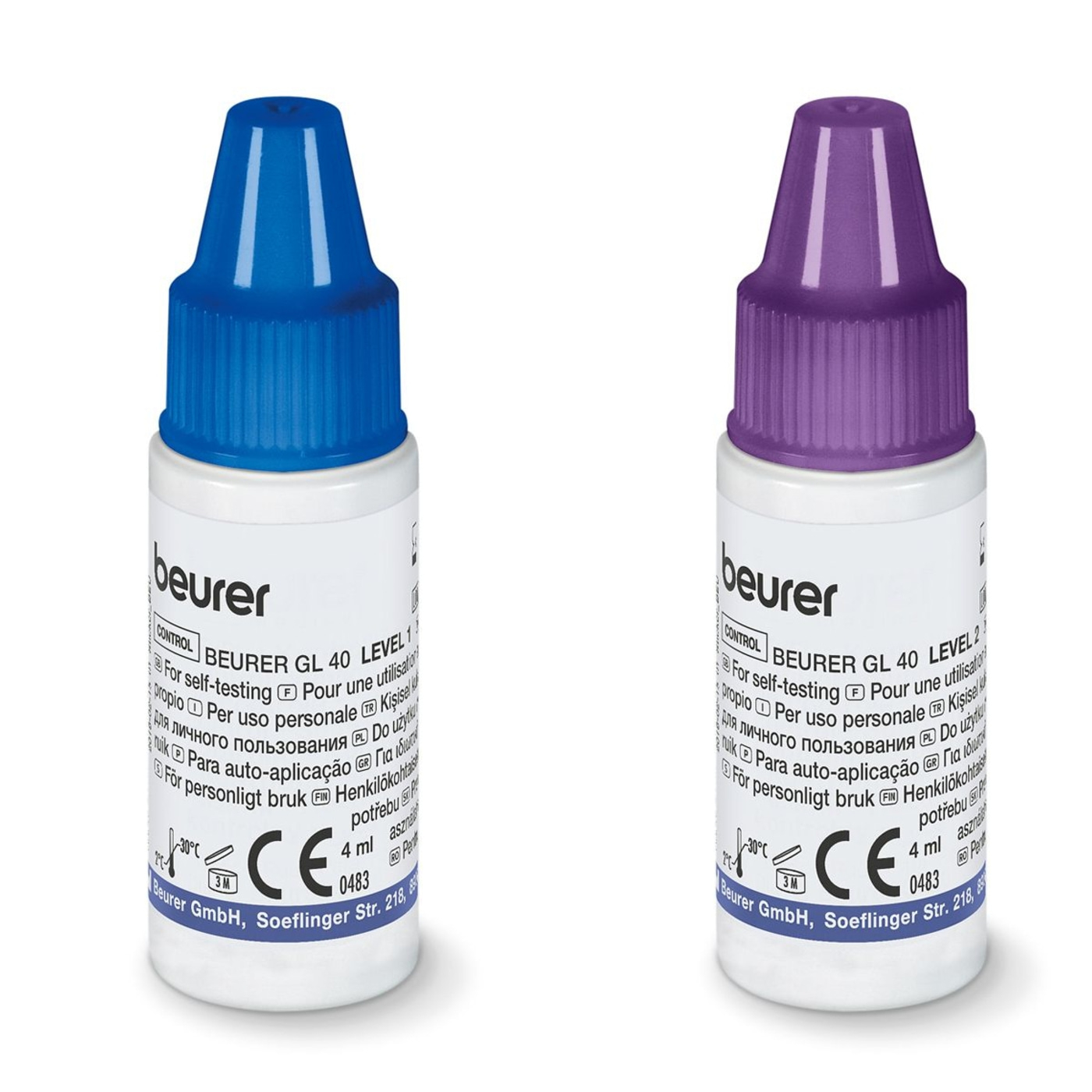 Beurer Kontrolllösung GL 40 LEVEL 1 + LEVEL 2-Kontrolllösung LEVEL 1 + LEVEL 2 für das Blutzuckermessgerät GL 40