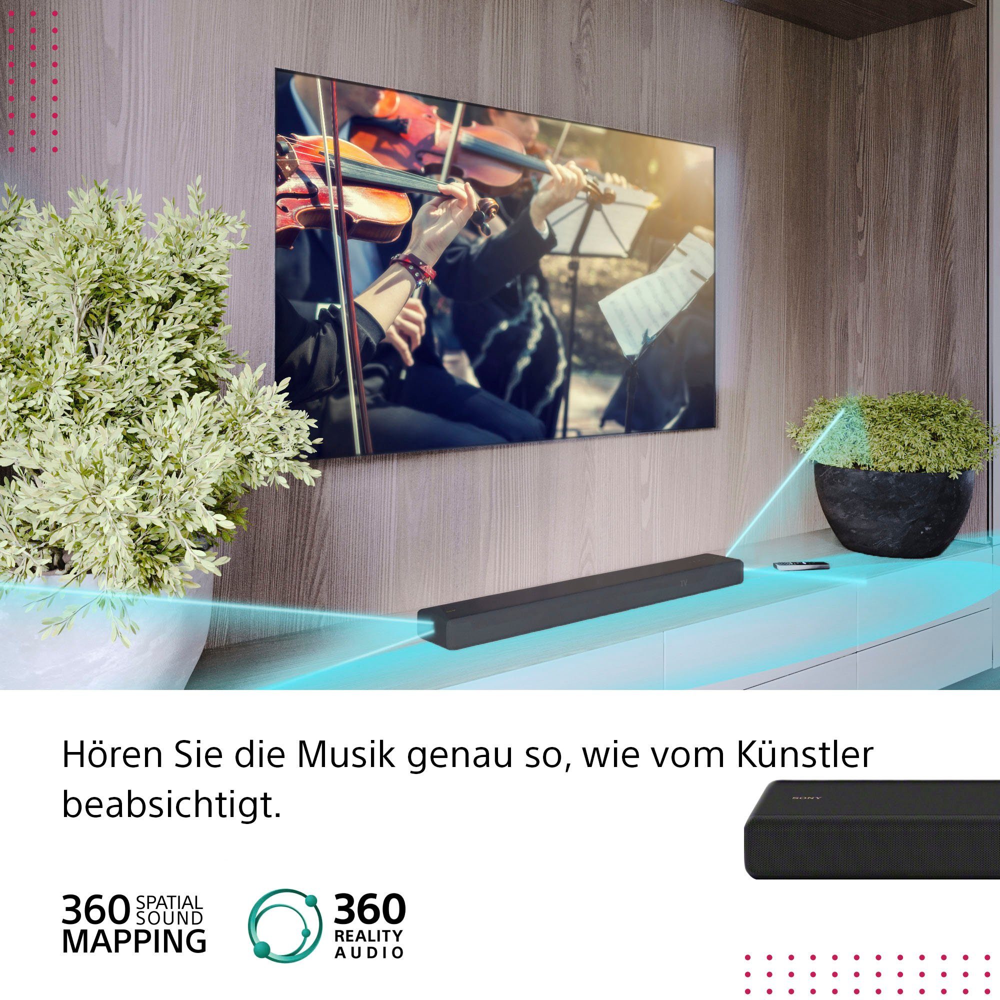 Sony HT-A3000 3.1-Kanal Soundbar 3.1 Soundbar (A2DP Bluetooth, AVRCP Bluetooth, Bluetooth, WLAN (WiFi), 250 W, 3 X-Balanced Front-Lautsprecher inkl. speziellem Mittellautsprecher)