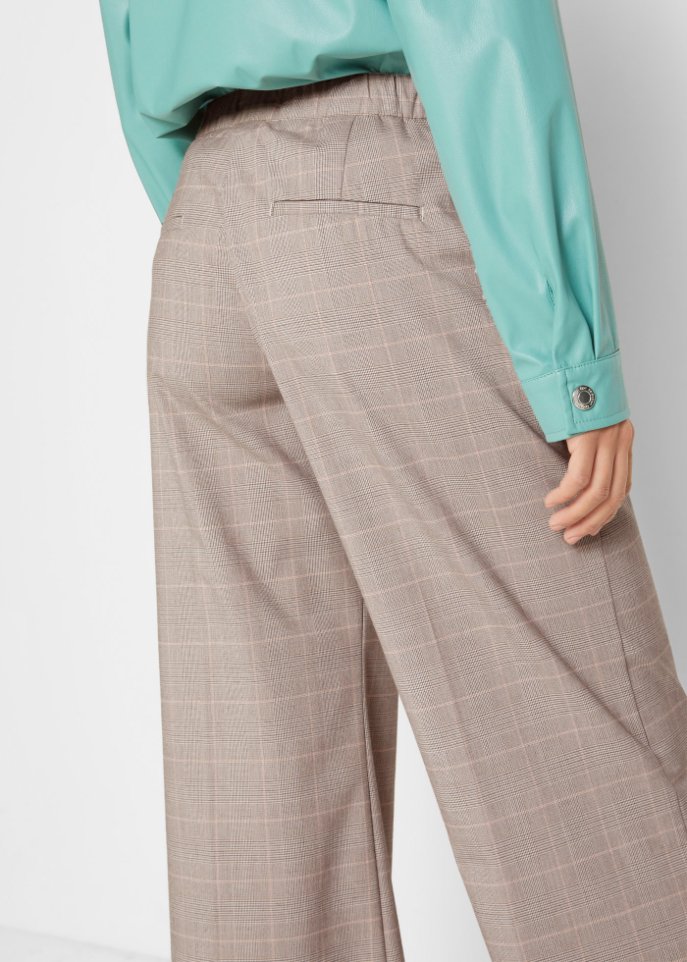 Glencheckhose mit dekorativem Riegel