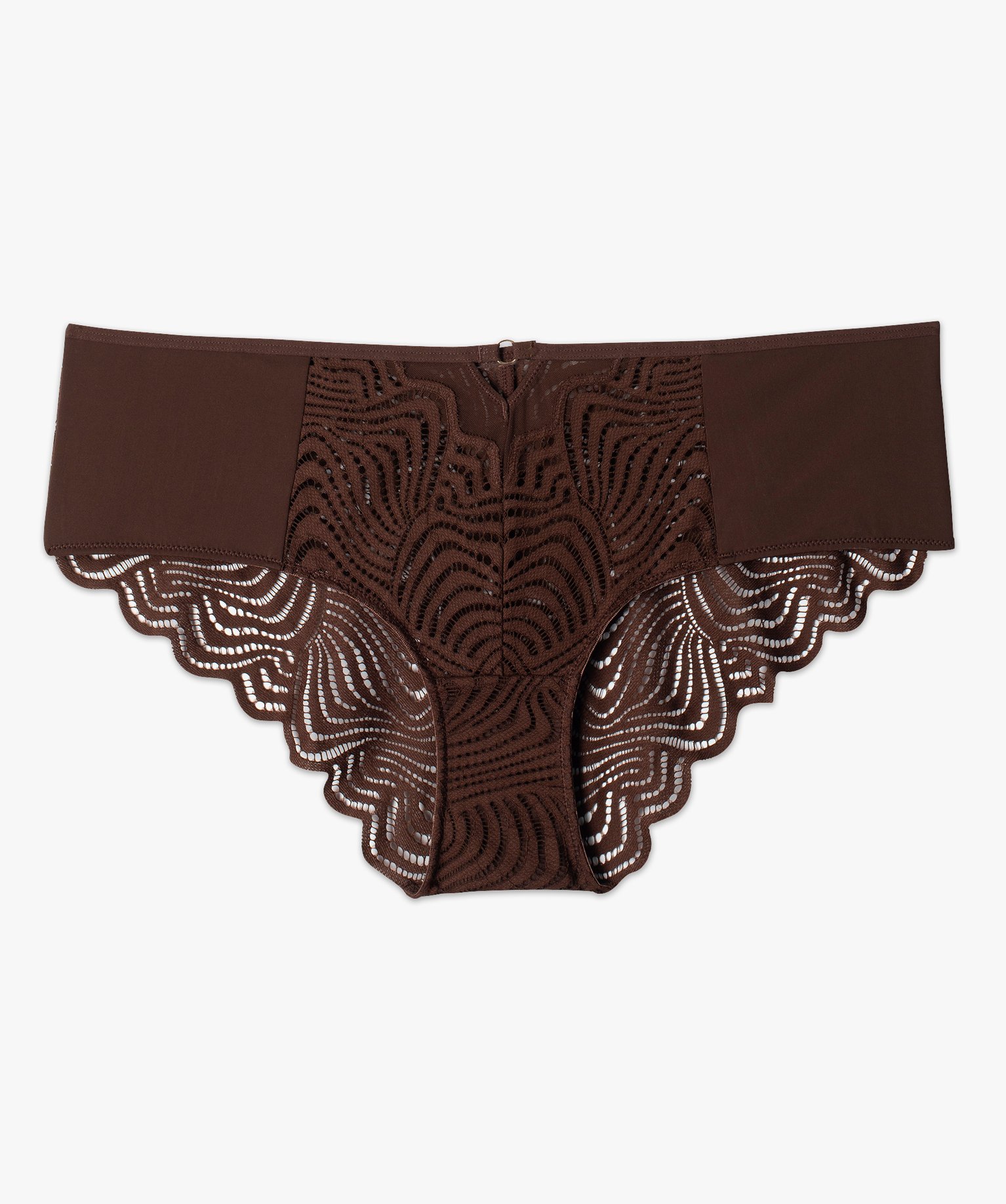 Shorty femme en dentelle et microfibre marron | GEMO