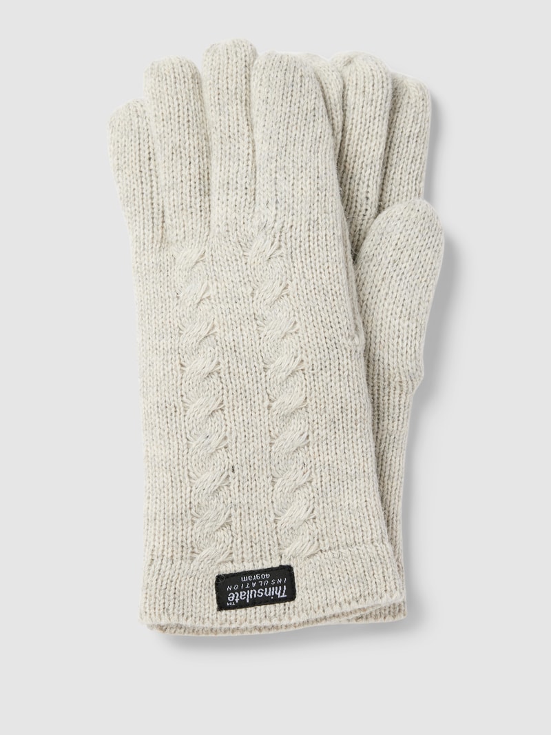 Handschuhe mit Label-Detail in hellgrau