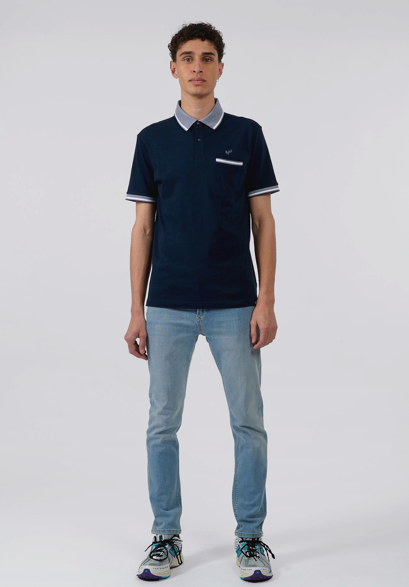 CHUN   Polo bleu Homme en 100% coton