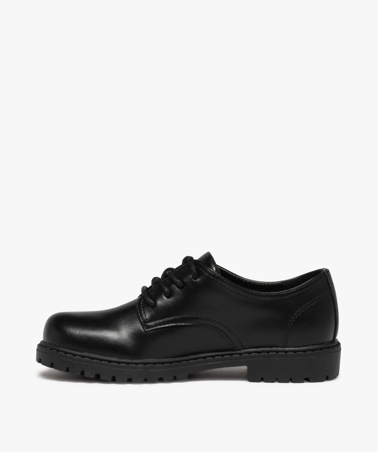 Derbies Garçon unis à semelle crantée fermeture lacets noir | GEMO