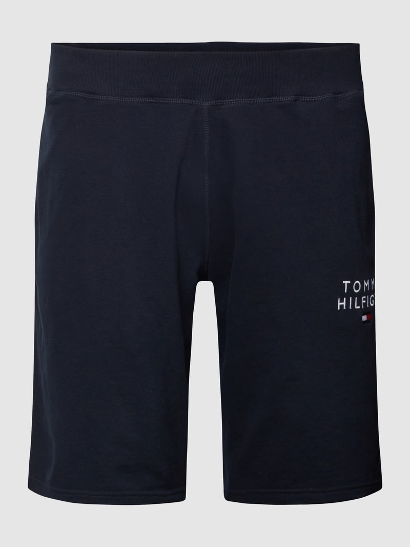 PLUS SIZE Bermudas mit elastischem Bund und Label-Stitching in marineblau