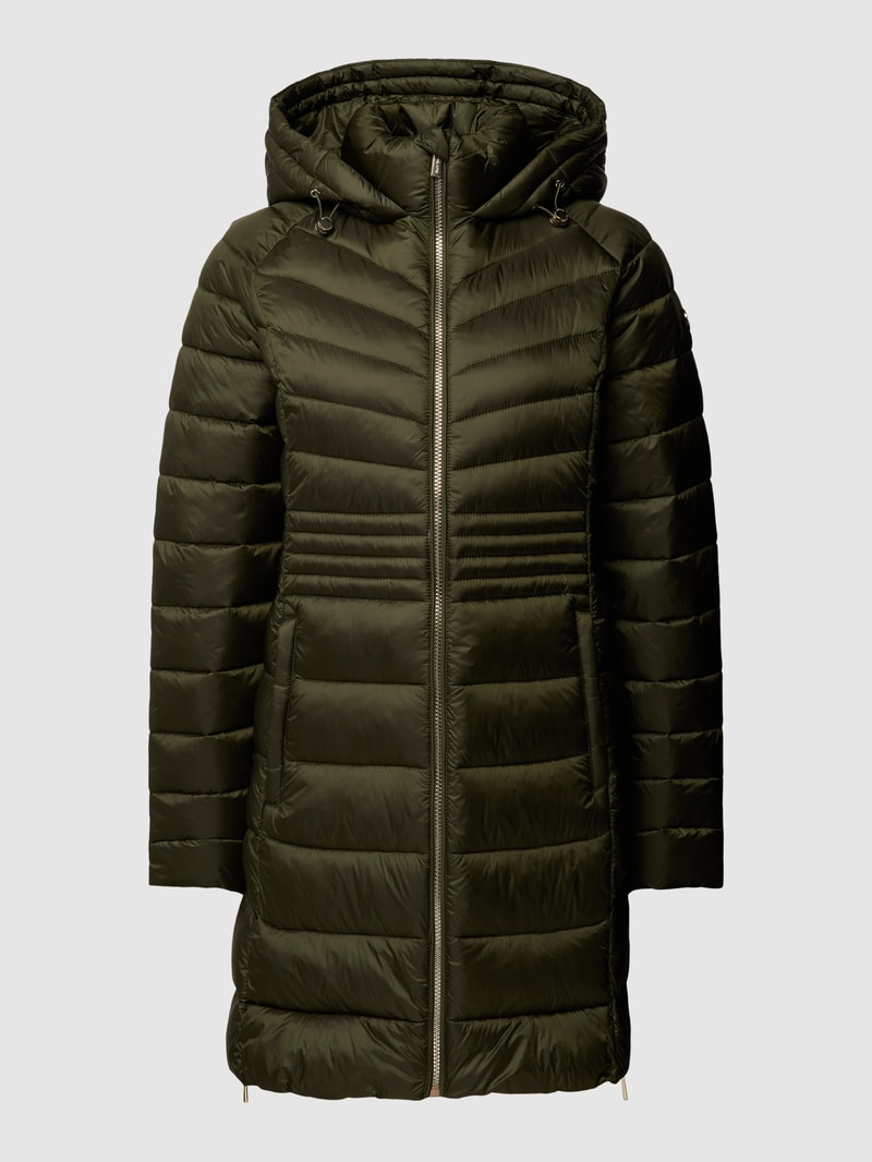 Steppjacke mit Kapuze Modell 'LONG LINE' in khaki