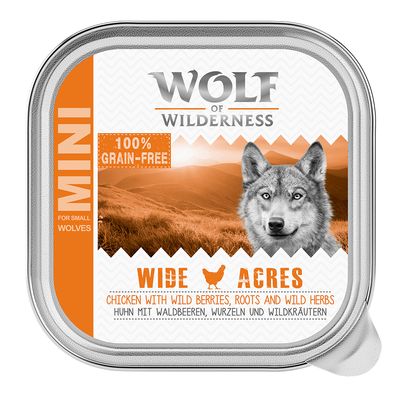 Wolf of Wilderness MINI Adult 6 x 150 g Schale - Single Protein