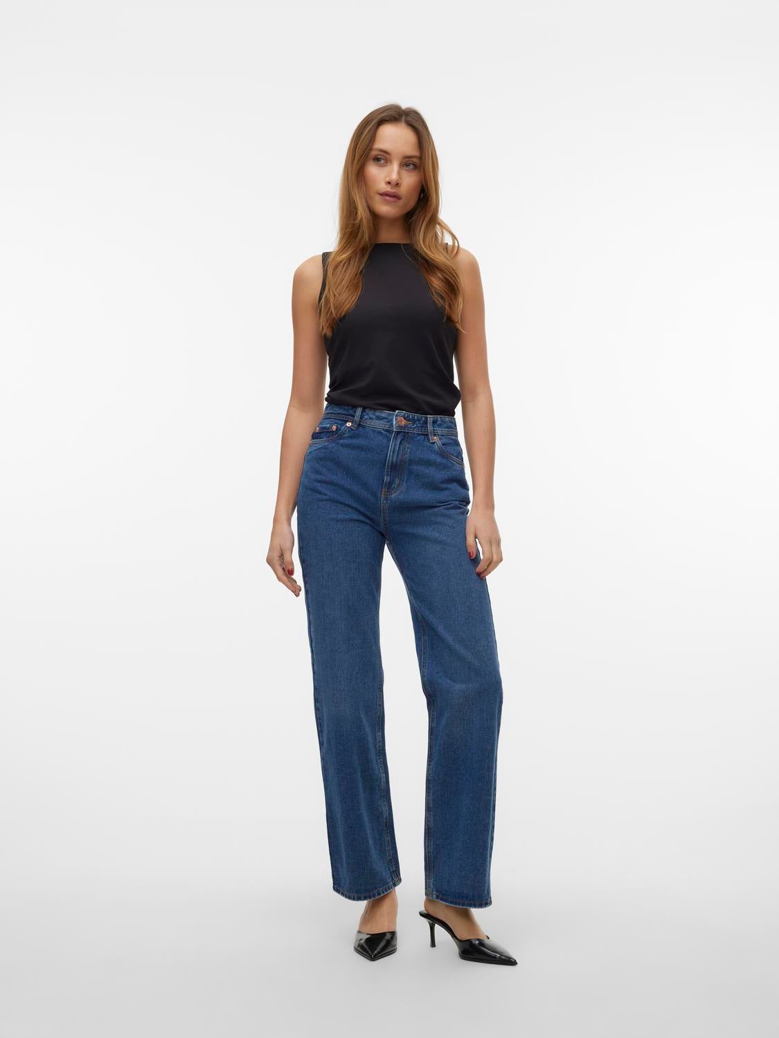 VMRACHEL Hohe Taille Weit geschnitten Jeans