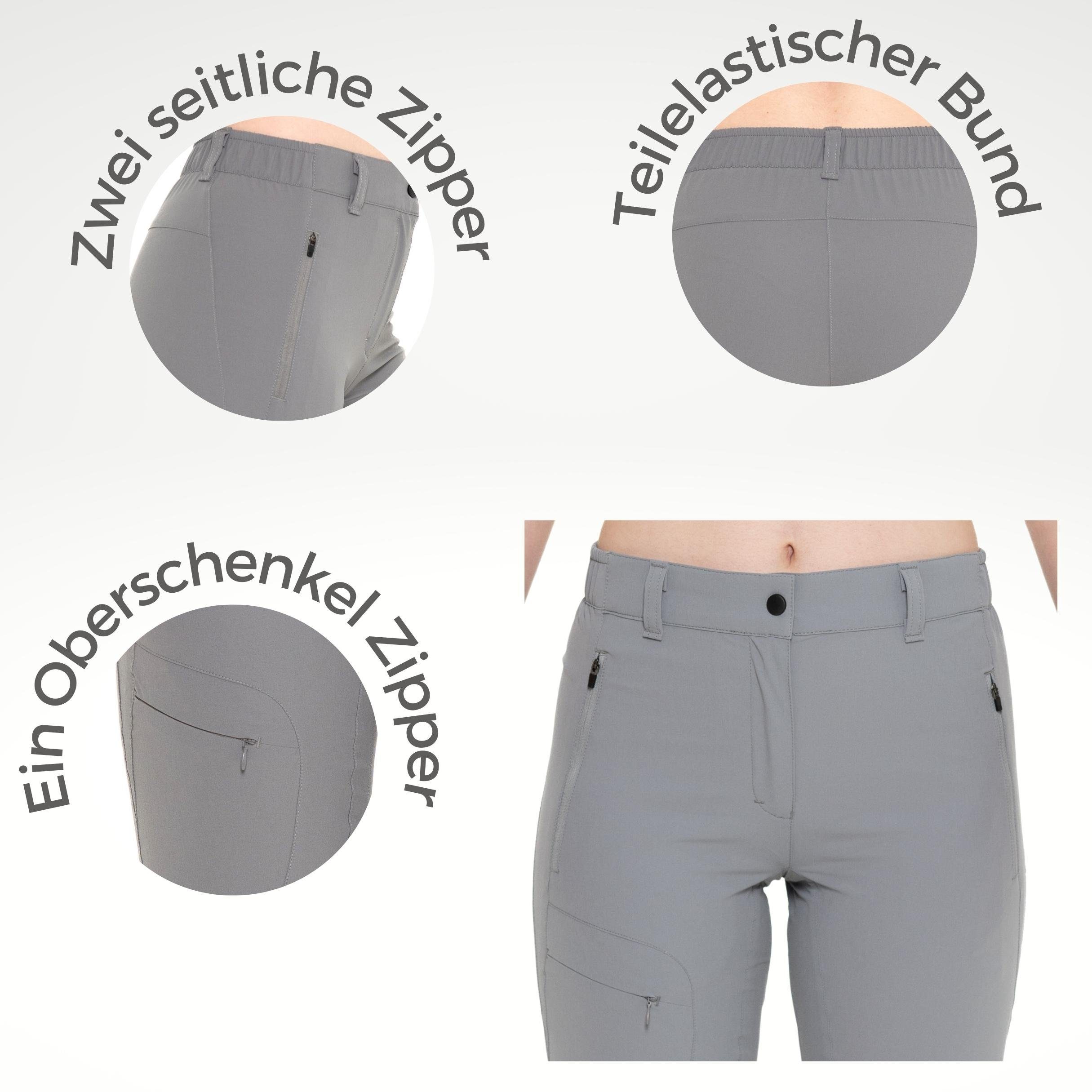 Kaymountain Trekkinghose Damen Trekking Wander Outdoor Hose 7/8 Sierra Light Stone Grey 42